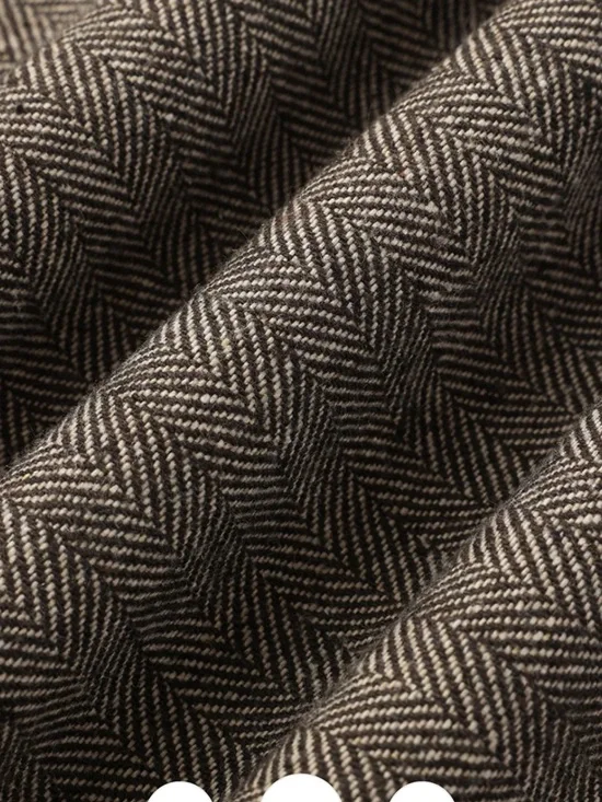 Commense Wide-Leg Herringbone Trousers — Brown - Picture 3 of 5